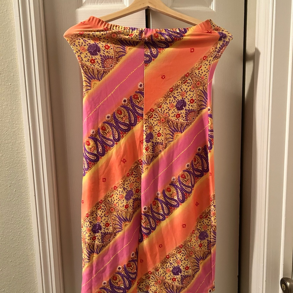 Vibrant Orange and Pink Patterned Skirt